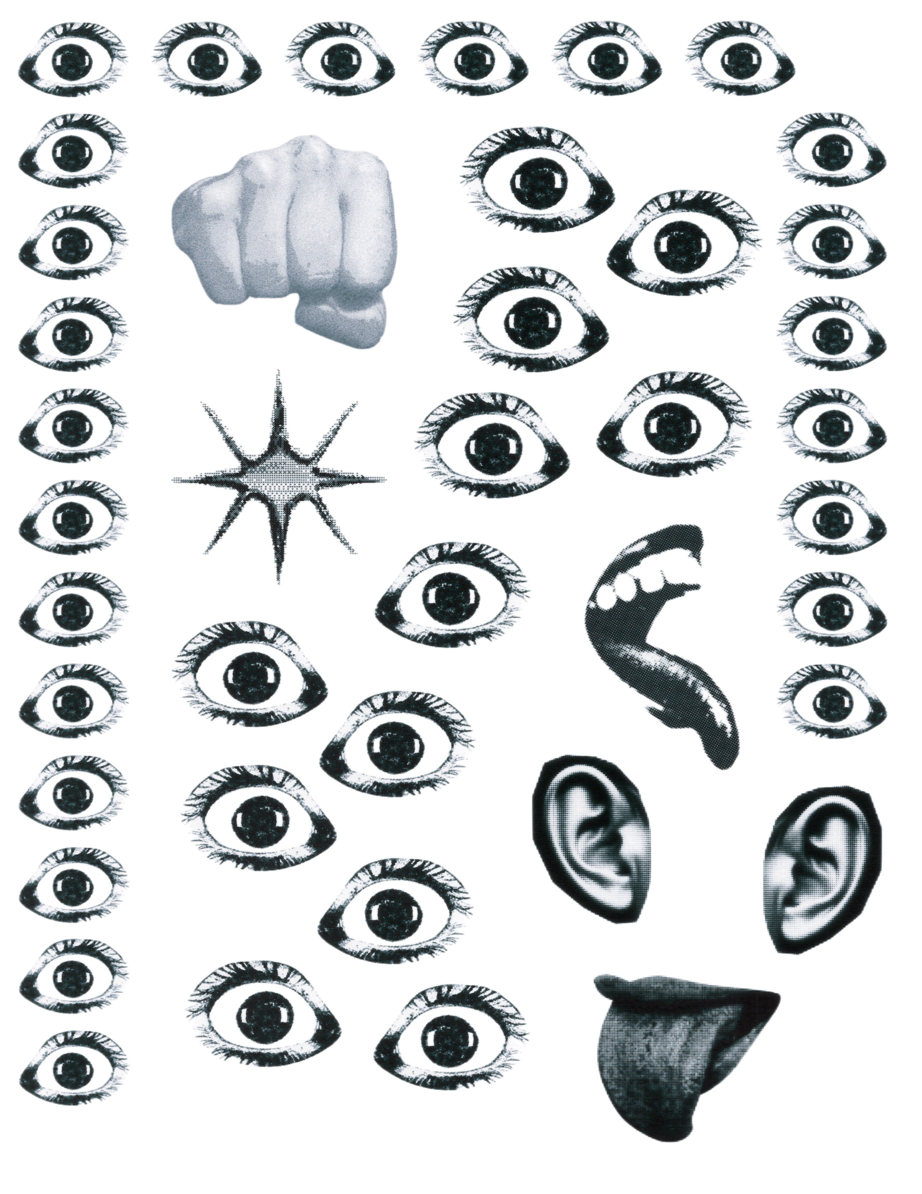 42pcs Surreal Eyes Temporary Tattoo Set | Vintage Black & White Aesthetic Tattoos